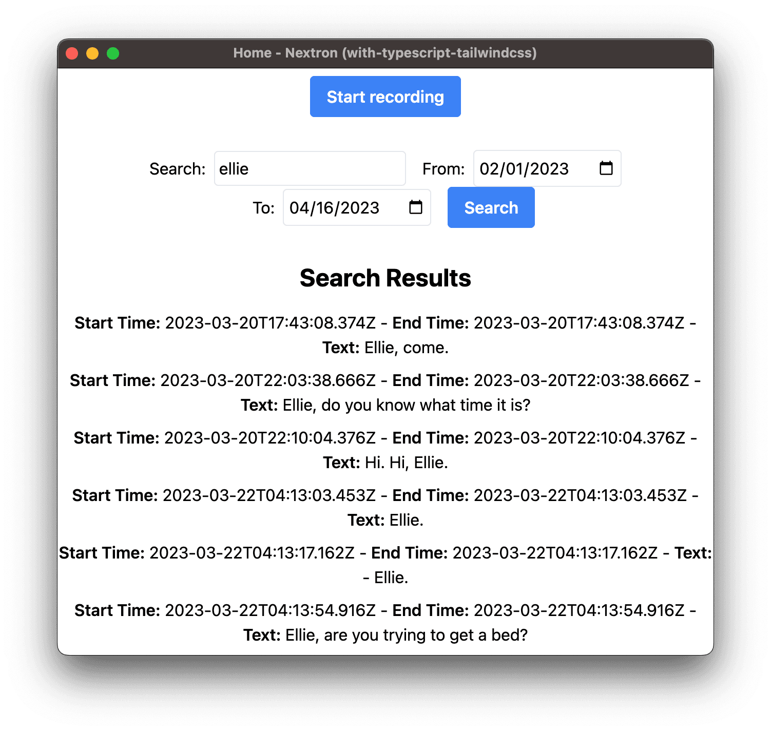 Scribe search results for transcripts that mention Ellie