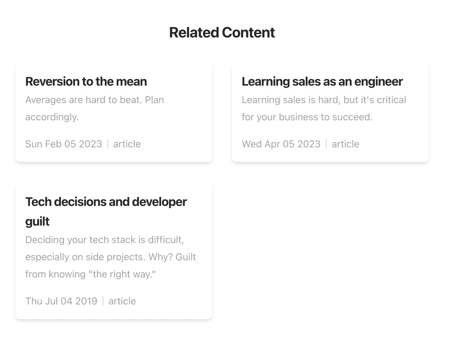 Related articles recommended at the end of a blog post